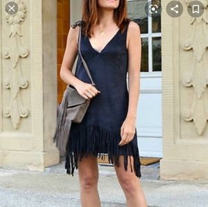 Zara faux suede fringed dress